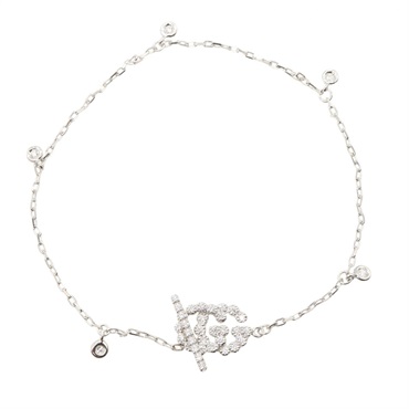 GUCCI GG Running Diamond Bracelet 18KWG White Gold Clear Used Women #16.5cm