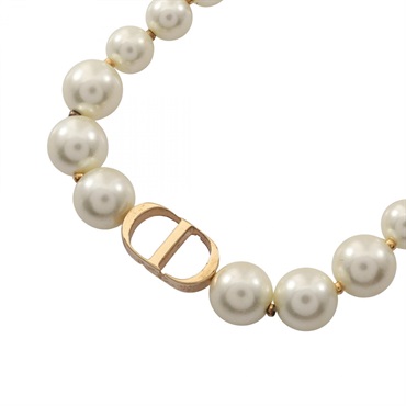 Christian Dior 30 Montaigne Necklace Gold Plated Artificial Pearl Used Women