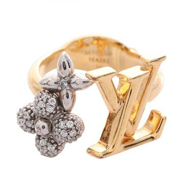 LOUIS VUITTON LV Gram Ring Gold Plated Metal Rhinestone Used women US size 5
