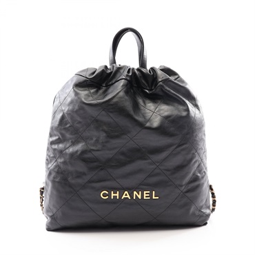 CHANEL Chanel 22 Large Rucksack Backpack AS3313 leather Black Used Women GHW