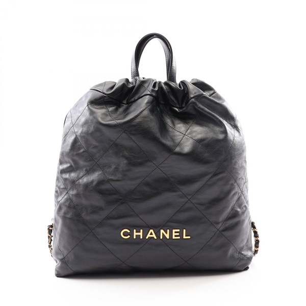 CHANEL Chanel 22 Large Rucksack Backpack AS3313 leather Black Used Women GHW