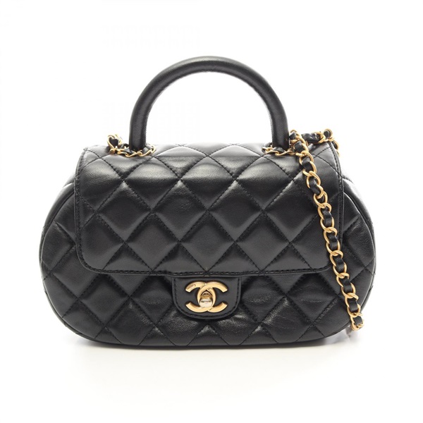 CHANEL Matelasse Top Handle Shoulder Bag AS4569 Lamb leather Black Used GHW CC