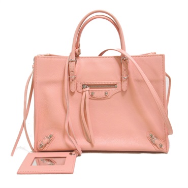 BALENCIAGA The Paper 2way hand shoulder crossbody tote bag 370926 leather Pink