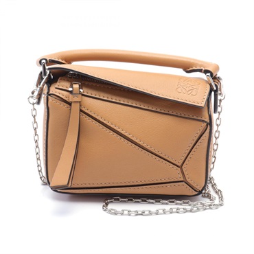 LOEWE Puzzle nano Hand chain shoulder crossbody bag A510U98X01 leather Brown