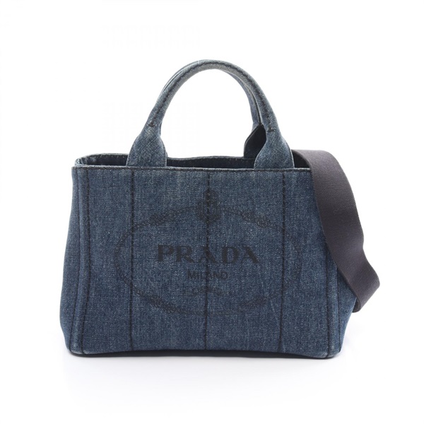 PRADA CANAPA Shoulder Tote Hand Bag 1BG439 denim Navy Used Women