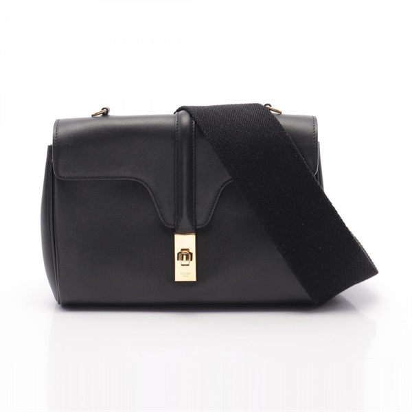CELINE Teen soft 16 crossbody Shoulder Bag 196853CR4 leather Black Used Women
