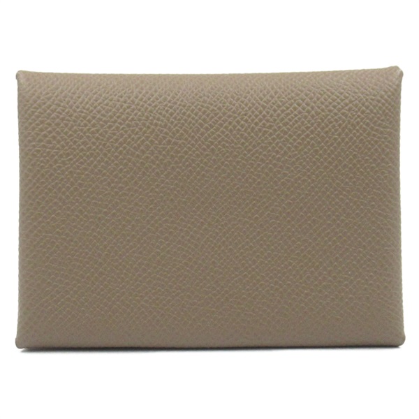 HERMES Calvi Duo Case Card holder W Epsom leather Brown Etoupe Grey SHW