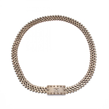 CHANEL COCO Mark chain belt Gold Plated Brown Used Women CC