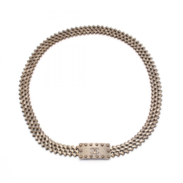 CHANEL COCO Mark chain belt Gold Plated Brown Used Women CC