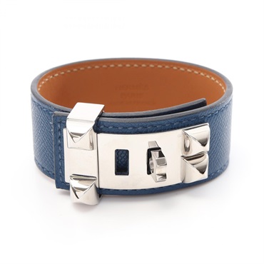 HERMES Collier de chien Bracelet D Stainless Steel Evercolor leather Used Women