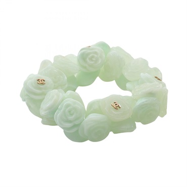CHANEL COCO Mark Camelia Bracelet Plastic Green Used Women CC