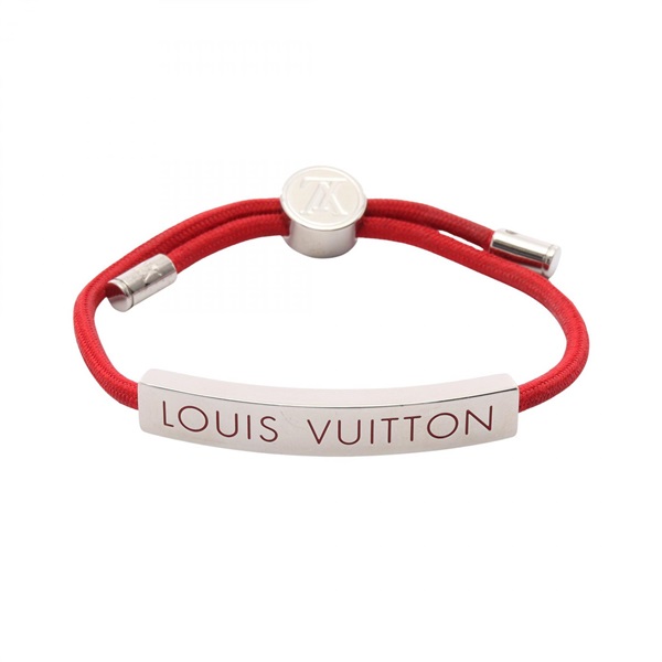 LOUIS VUITTON LV Space Rouge Bracelet M67418 Stainless Steel Nylon Red Women LV