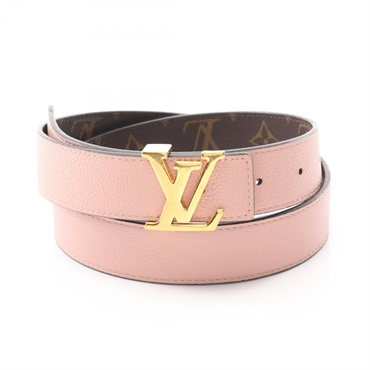 LOUIS VUITTON LV initials Belt Monogram canvas Pink Brown Used Women