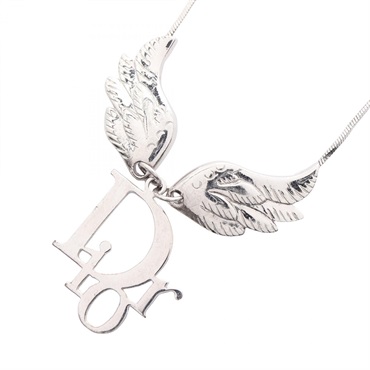Christian Dior CD logo Pendant Necklace Stainless Steel Used 40.5~45.5cm
