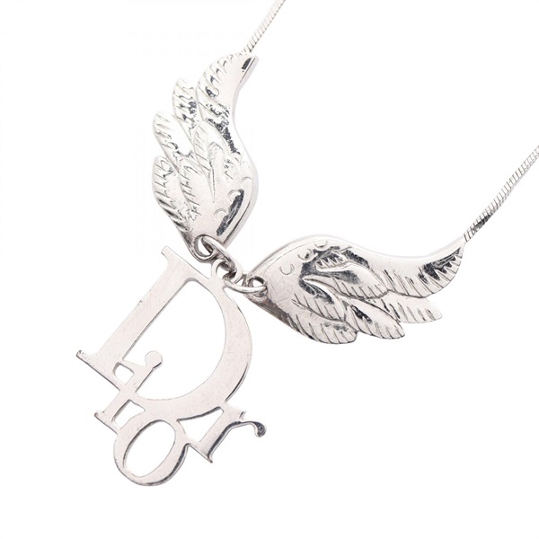 Christian Dior CD logo Pendant Necklace Stainless Steel Used 40.5~45.5cm