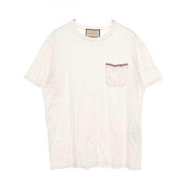 GUCCI Embroidery T-shirt short sleeve tops 673710 cotton White Used mens size M