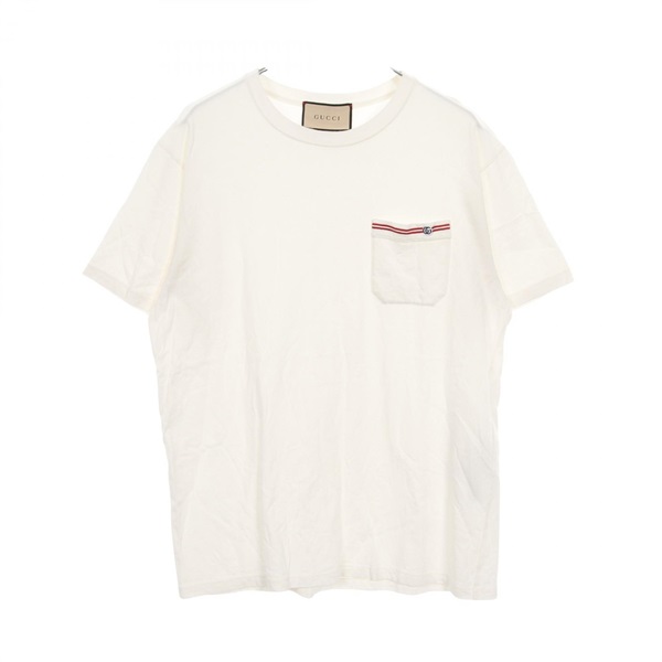 GUCCI Embroidery T-shirt short sleeve tops 673710 cotton White Used mens size M