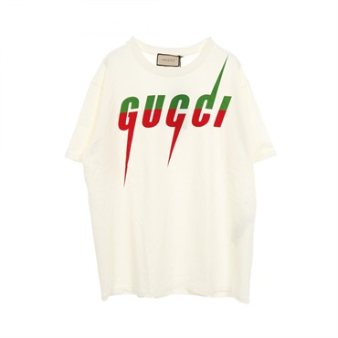 GUCCI Blade T-shirt tops cotton Beige Green Red Used mens size XL