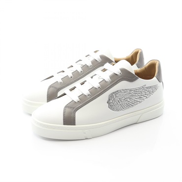 HERMES Velvet Wings sneakers shoes #41 leather White Gray Used mens