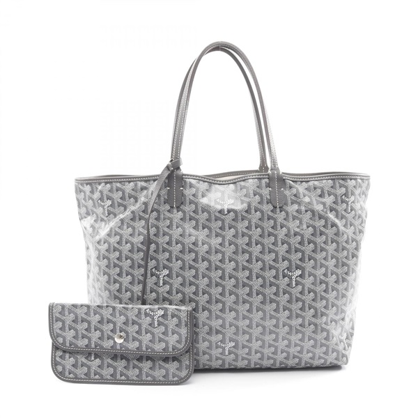 GOYARD Saint Louis PM Tote shoulder Bag canvas leather Gray White Used Women
