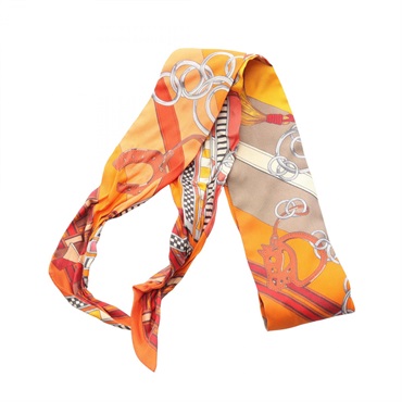 HERMES Twilly BRIDES ET GRIS GRIS Scarf silk Orange Multicolor Used Women