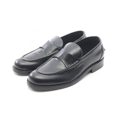 CHANEL Loafers Shoes #37 G39190 leather Black logo Used Women Coco CC