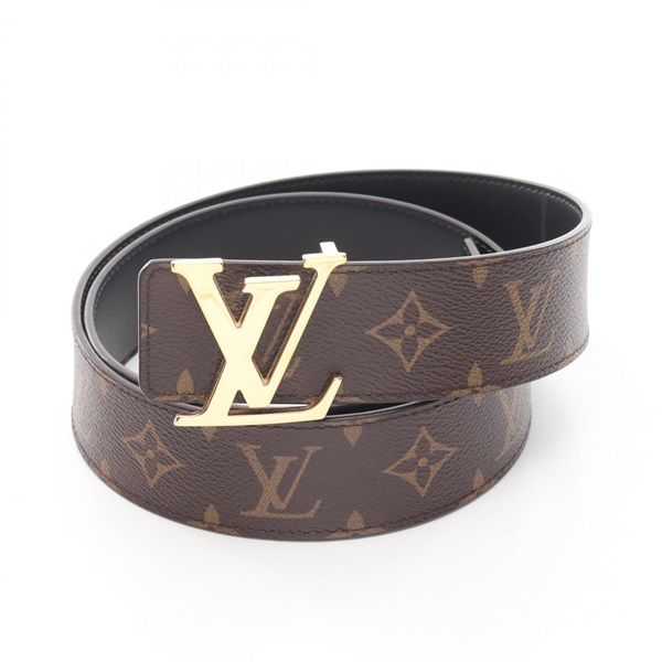 LOUIS VUITTON Ceinture Belt M0566 LV initials leather Brown Black Used mens