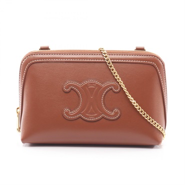 CELINE Chain Clutch Cuir Triomphe Shoulder Bag 10E383DR8.04LU leather Brown Used