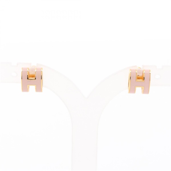HERMES MINI POP H Pierced earrings Gold Plated Pink Used Women