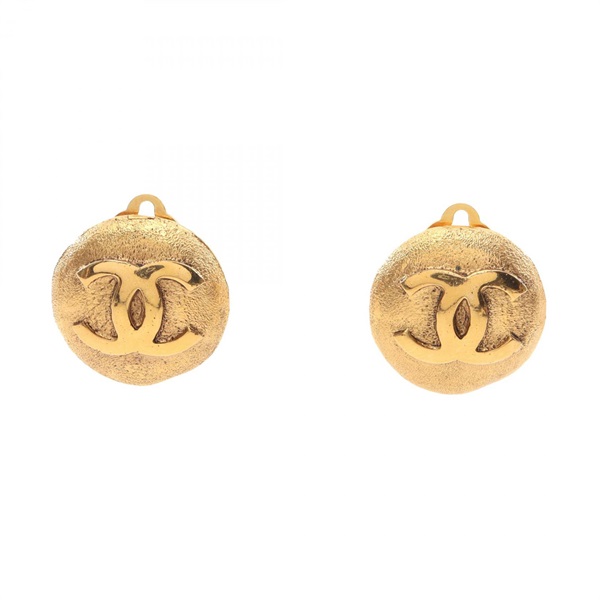 CHANEL COCO Mark clip round Earring Gold Plated Used