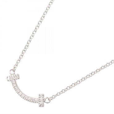 TIFFANY＆CO T Smile Mini Diamond Necklace 18KWG White Gold Used women
