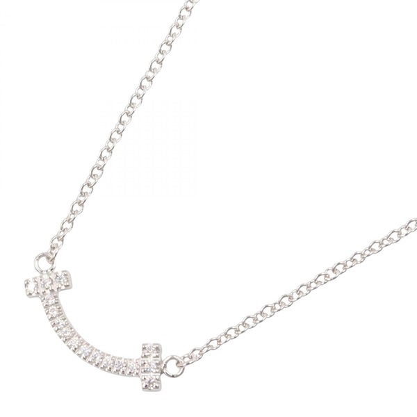 TIFFANY＆CO T Smile Mini Diamond Necklace 18KWG White Gold Used women