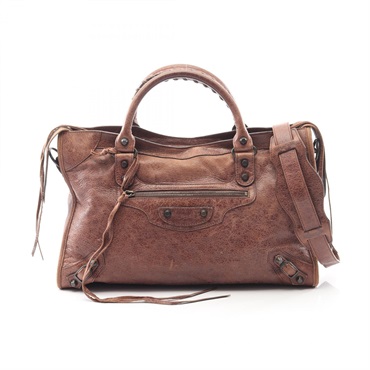 BALENCIAGA The city Shoulder Handbag 115748 leather Brown Used Women