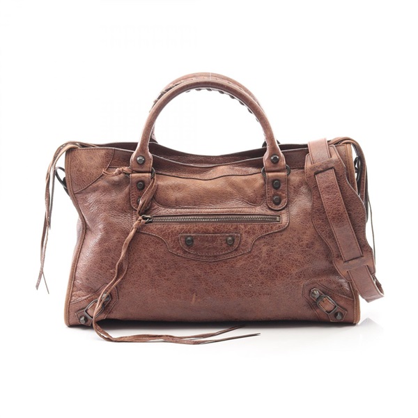 BALENCIAGA The city Shoulder Handbag 115748 leather Brown Used Women