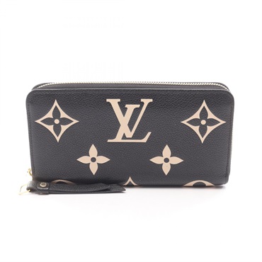LOUIS VUITTON Zippy Wallet Bicolor M80481 Monogram empreinte leather Black Beige