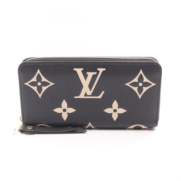 LOUIS VUITTON Zippy Wallet Bicolor M80481 Monogram empreinte leather Black Beige