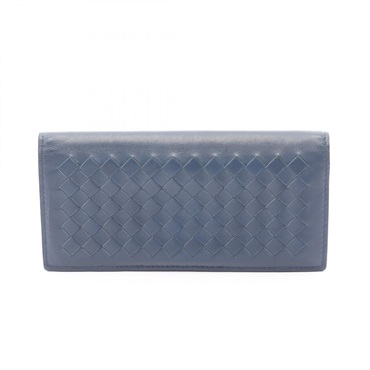 BOTTEGA VENETA Intrecciato Bifold purse wallet leather Blue Used mens