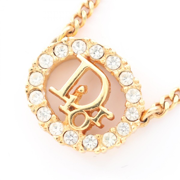 Dior Necklace CD Pendant Gold Plated Rhinestone Used women