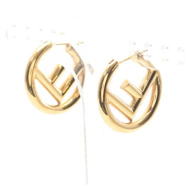 FENDI F's Pierced earrings Gold Plated Used 23mm x 23mm
