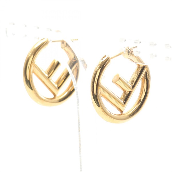 FENDI F's Pierced earrings Gold Plated Used 23mm x 23mm