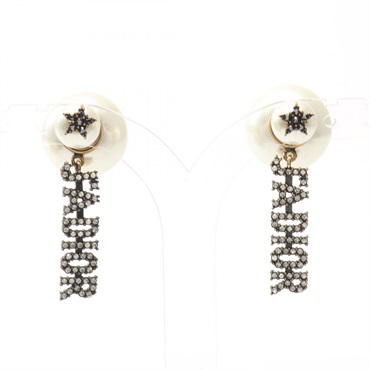 Dior J'ADIOR Pierced earrings Gold Plated Pearl rhinestone White Used women