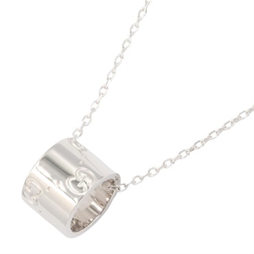 GUCCI Icon Necklace Pendant 18KWG White Gold Used Unisex