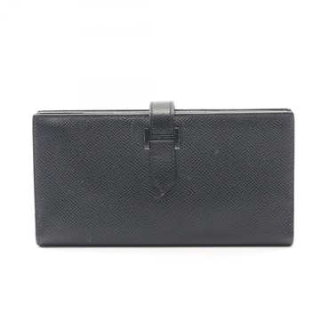 HERMES Bearn Soufflet Bifold purse wallet Epsom leather Black Used Women U