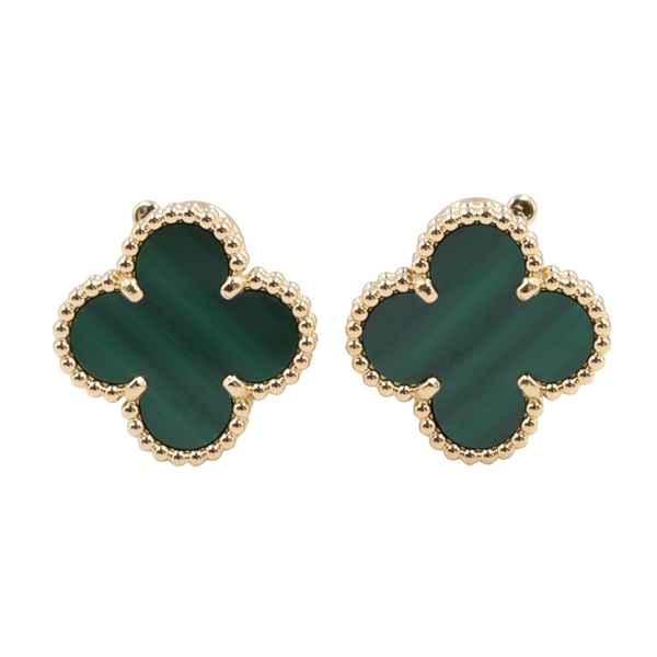Van Cleef & Arpels vintage alhambra Pierced earrings 18KYG Gold Malachite Used