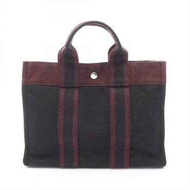 HERMES Fourre-tout PM Hand Tote Bag canvas Black Used Women SHW