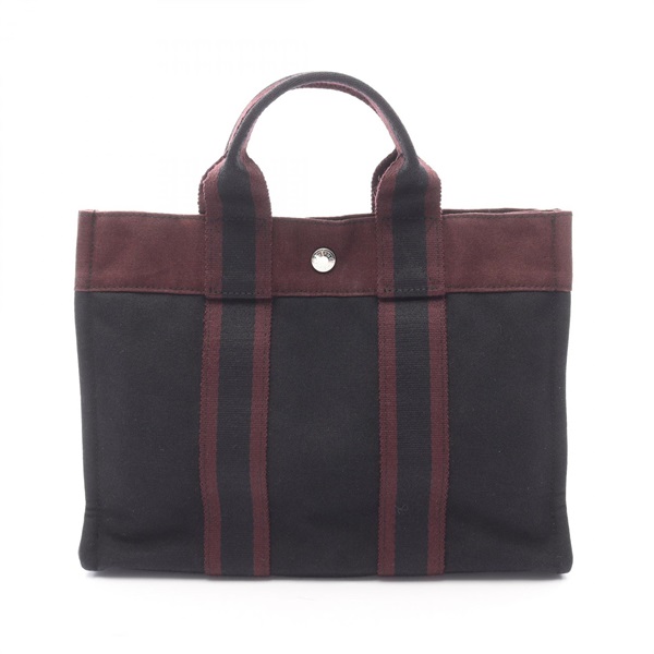 HERMES Fourre-tout PM Hand Tote Bag canvas Black Used Women SHW