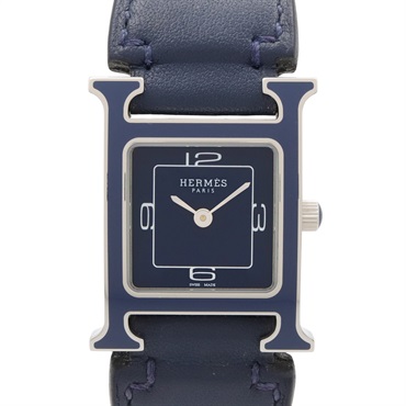 HERMES H watch Wrist Watch HH1.222 Quartz Stainless Steel Leather Used Women