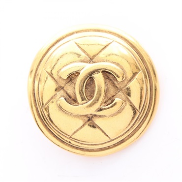 CHANEL COCO Mark round Brooch pin Gold Plated Used Women CC