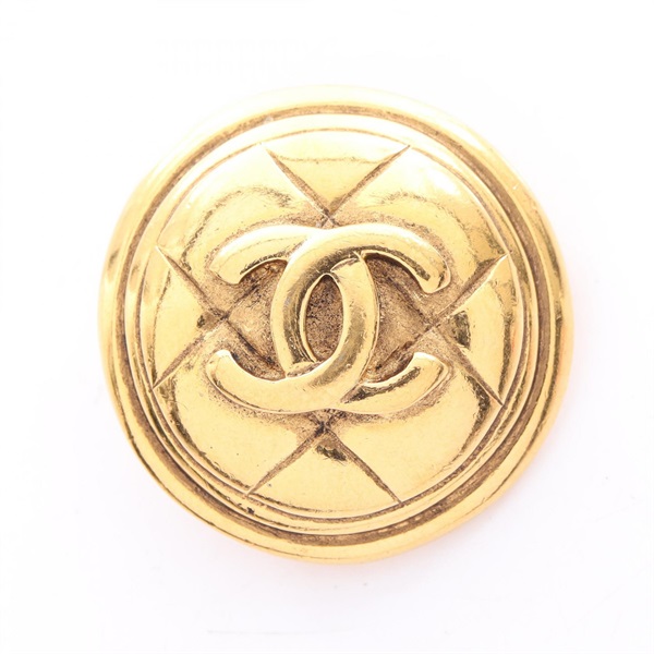 CHANEL COCO Mark round Brooch pin Gold Plated Used Women CC