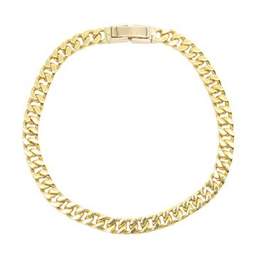 JEWELRY Single 2 Side Flat Link Chain Bracelet 18KYG Used unisex 16cm